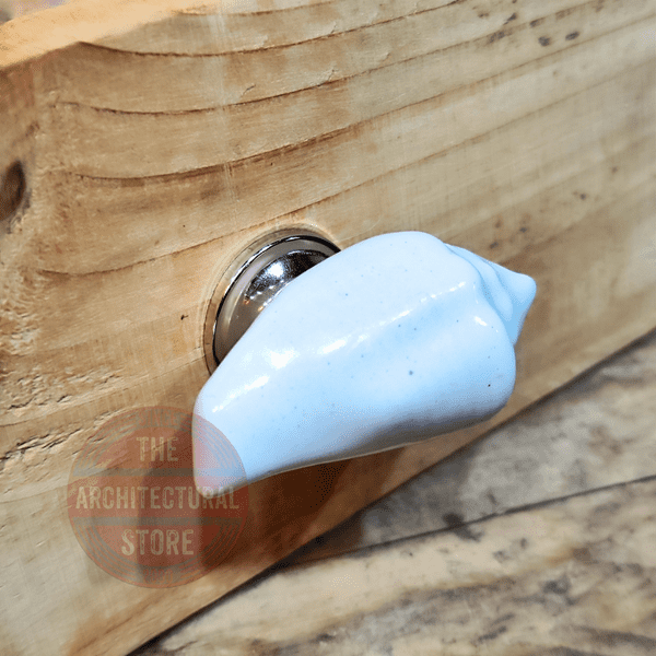 White Ceramic Conch Shell Cupboard Knob / Drawer Pull