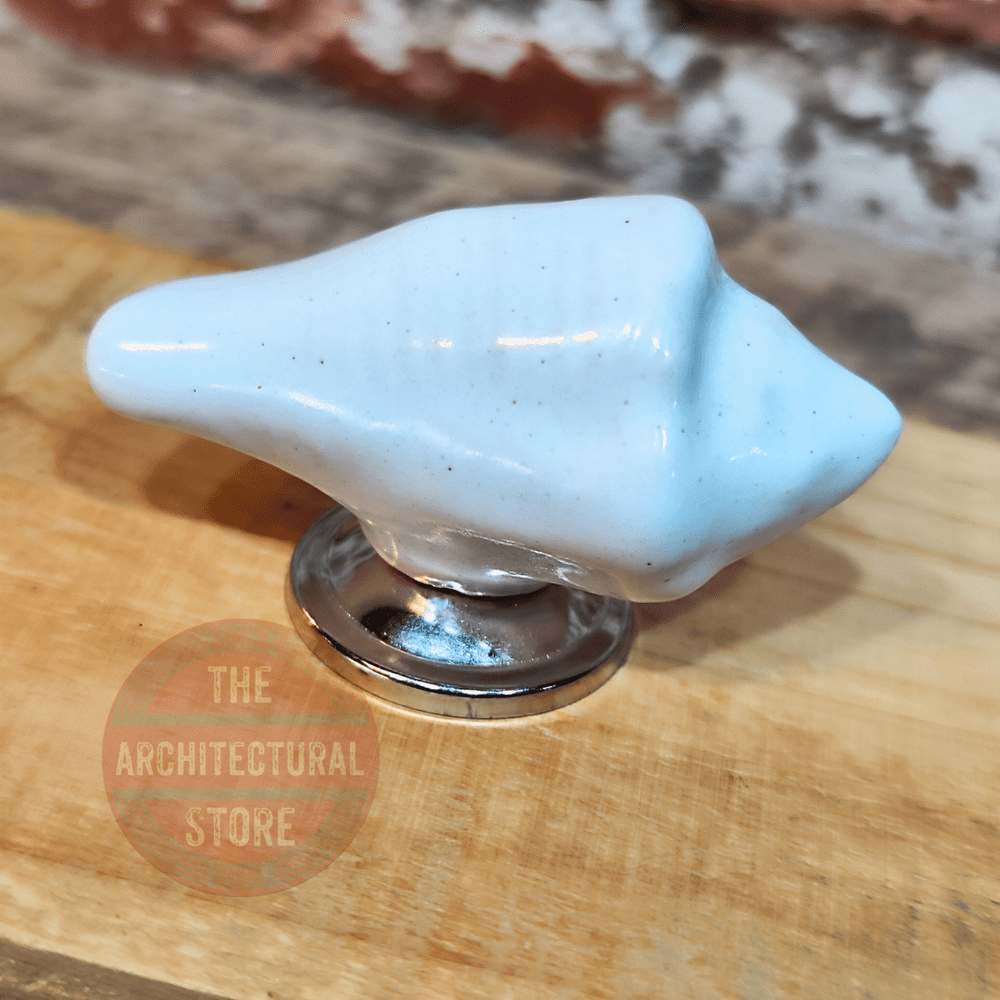 White Ceramic Conch Shell Cupboard Knob / Drawer Pull
