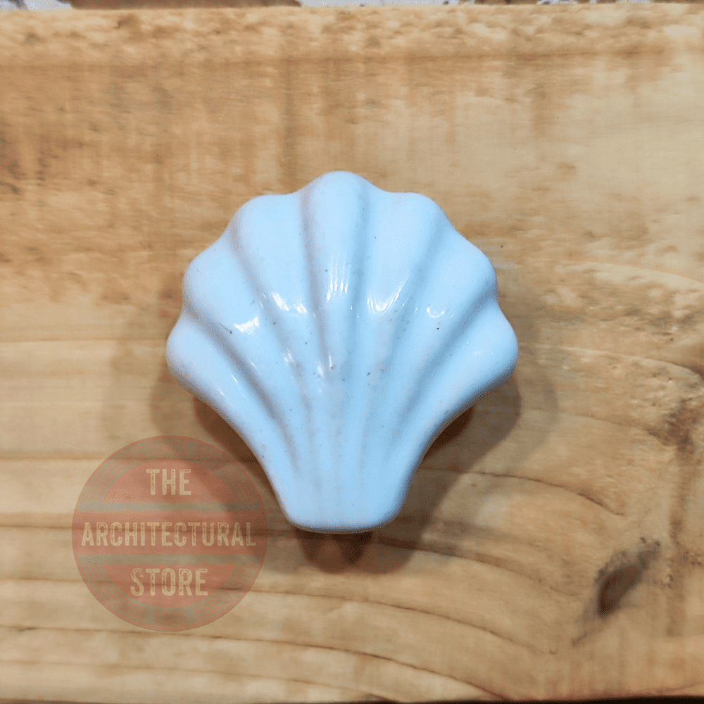 White Shell Ceramic Cupboard Knob / Drawer Pull