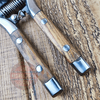 Wooden Handle Traditional Bypass Secateurs Erganomic Handle Spring Loaded