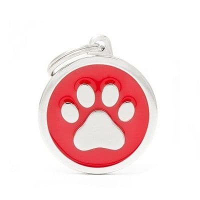 Large Red Circle with Silver Paw