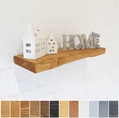 Floating Wood Shelf - Timber 20cm x 5cm - Main Image: Dark Pine - Irregular Design
