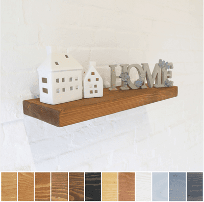 Floating Wood Shelf - Timber 20cm x 5cm - Main Image: Deep Oak - Smooth Design