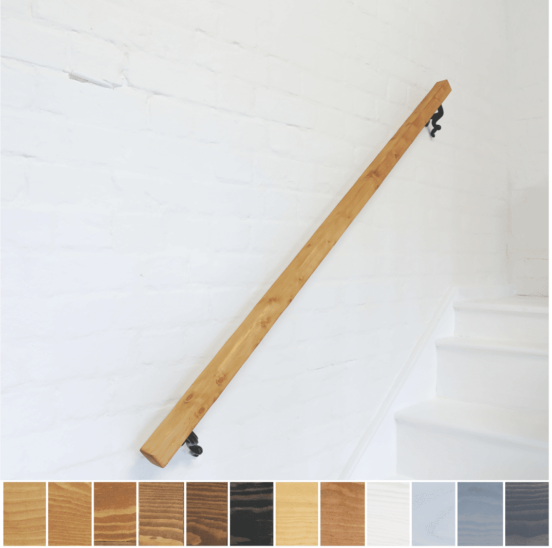 Handrail / Bannister Rail Timber 5cm x 5cm Solid Wood & Iron