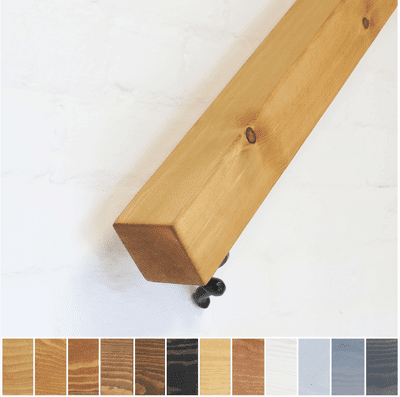 Handrail / Bannister Rail - Timber: 7cm x 7cm - Solid Wood & Iron Brackets - Design: Smooth -