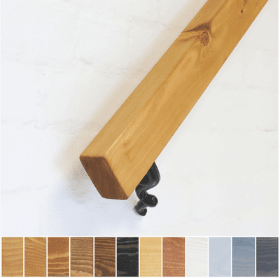 Handrail - Wood & Wrought Iron - Timber: 5cm x 7cm - Main Image: Dark Pine - Design: Smooth -