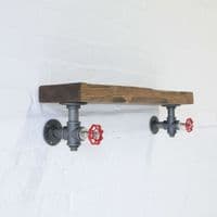 Wood Shelf & Industrial Brackets - Timber 15cm x 5cm - Main Image: Jacobean  - Irregular Design