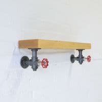 Wood Shelf & Industrial Brackets - Timber 15cm x 5cm - Main Image: Medium Oak  - Smooth Design