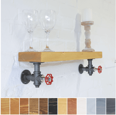 Wood Shelf & Industrial Brackets - Timber 15cm x 5cm - Main Image: Medium Oak  - Smooth Design