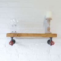 Wood Shelf & Industrial Brackets - Timber 20cm x 5cm - Main Image: Dark Pine  - Irregular Design