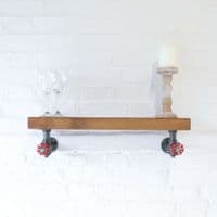 Wood Shelf & Industrial Brackets - Timber 20cm x 5cm - Main Image: Deep Oak - Smooth Design