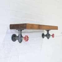 Wood Shelf & Industrial Brackets - Timber 20cm x 5cm - Main Image: Deep Oak - Smooth Design