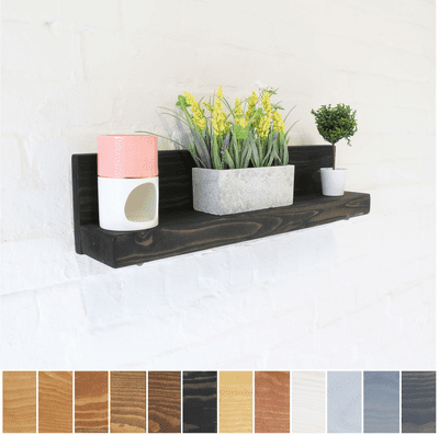 Wood Shelf - L Shaped - Main Image: Black Ebony - Smooth Design
