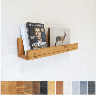 Wood Shelf - Lipped Book Shelf - Main Image: Dark Pine - Smooth Design