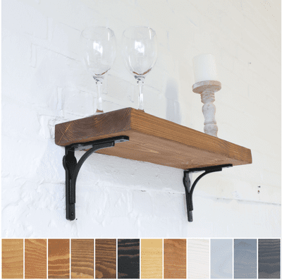Wood Shelf & Lug Bracket - Timber 20cm x 5cm - Main Image: Deep Oak - Smooth Design