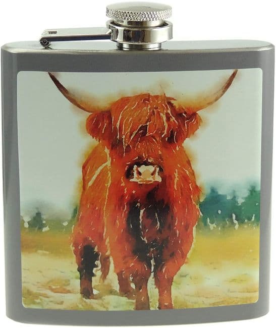 6oz Highland Cow Hip Flask