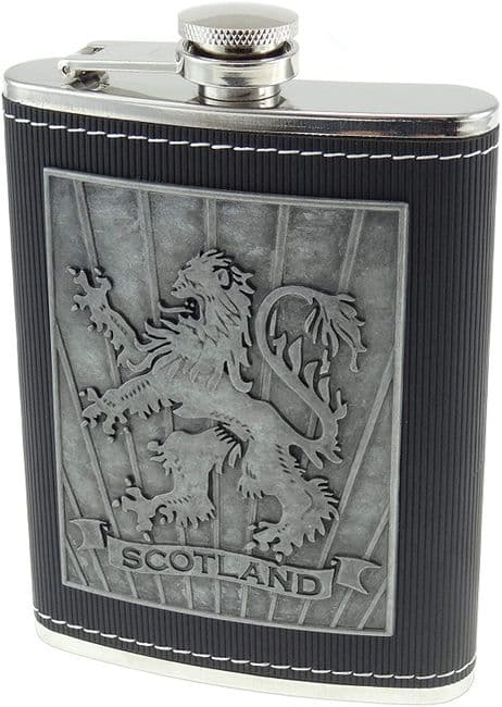 8oz Lion Rampant Embossed Hip Flask