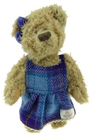 Authentic Harris Tweed 25cm Girl Teddy Bear Light Blue Multi Check