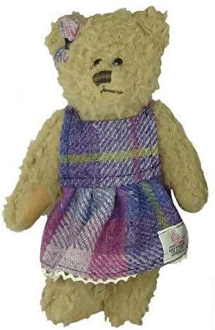 Authentic Harris Tweed 25cm Girl Teddy Bear Pink & Purple Check