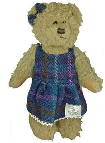 Authentic Harris Tweed 25cm Girl Teddy Bear Purple Multi Check