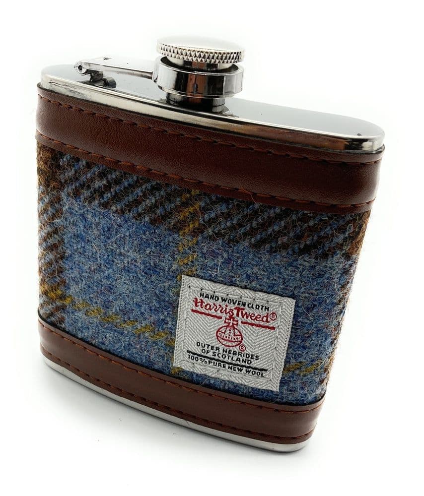 Authentic Harris Tweed 6oz Hip Flask MacLeod Tartan