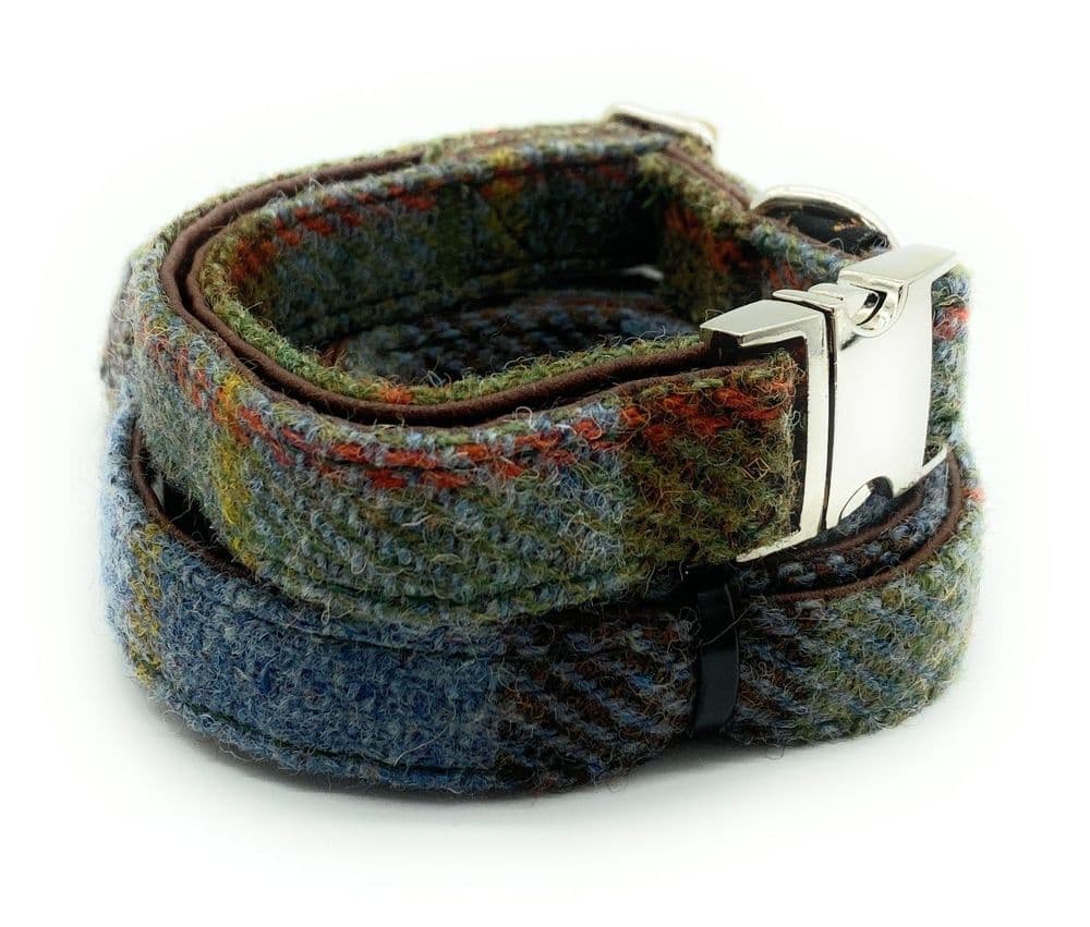 Authentic Harris Tweed Dog Collar And Lead Set MacLeod Tartan