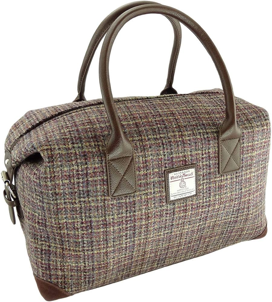 Authentic Harris Tweed Multi Colour Weave Check Travel Overnight Holdall Bag