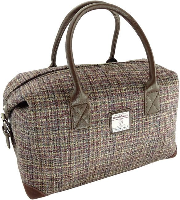Authentic Harris Tweed Multi Colour Weave Check Travel Overnight Holdall Bag