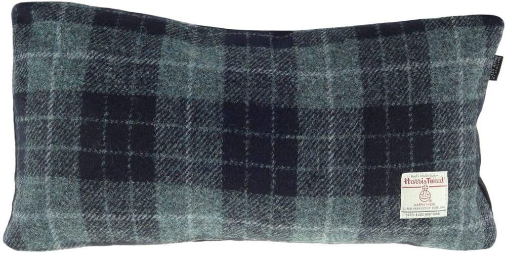 Authentic Harris Tweed Rectangular Cushion Grey Black Check