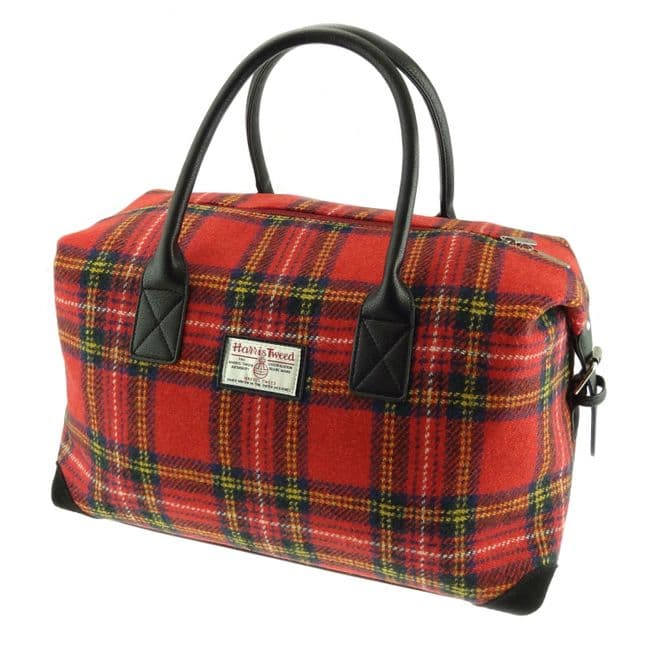 Authentic Harris Tweed Royal Stewart Tartan Travel Overnight Holdall Bag