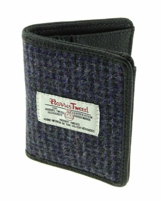Authentic Harris Tweed Small Purple Check Credit Card holder