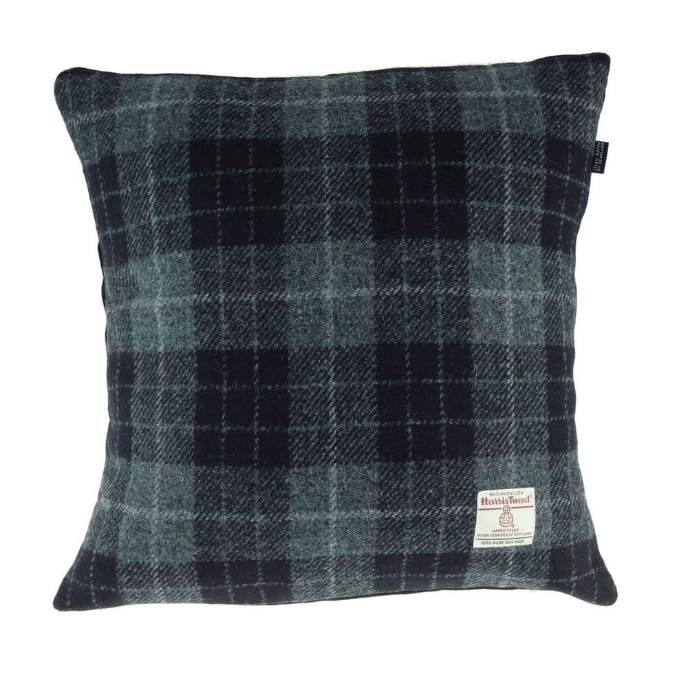 Authentic Harris Tweed Square Cushion Grey Black Check
