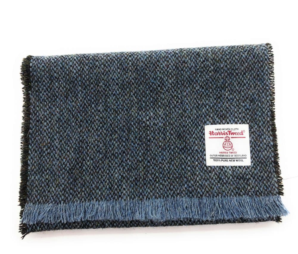 Authentic Harris Tweed Unisex Blue Fleck Tweed Scarf- Made In Scotland