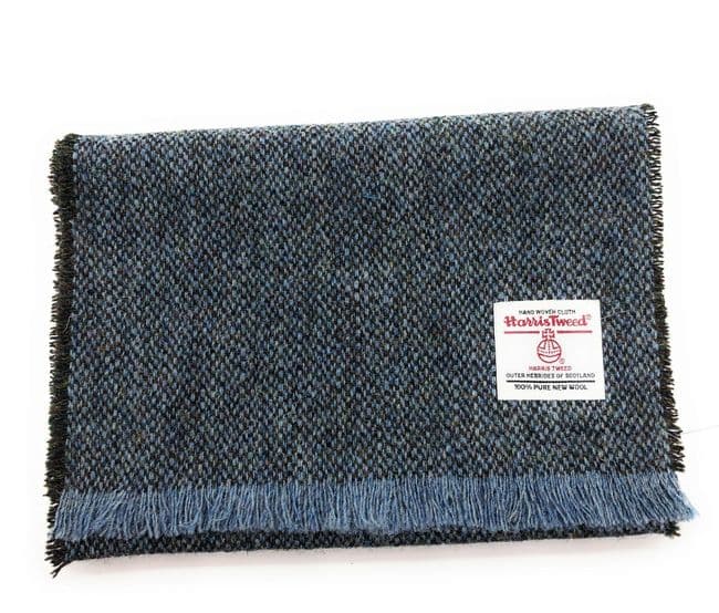 Authentic Harris Tweed Unisex Blue Fleck Tweed Scarf- Made In Scotland