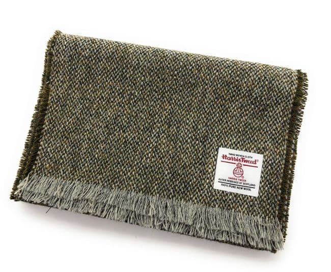Authentic Harris Tweed Unisex Green Fleck Tweed Scarf- Made In Scotland