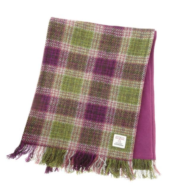 Authentic Harris Tweed Unisex Heather Check Tartan Tweed Scarf- Made In Scotland