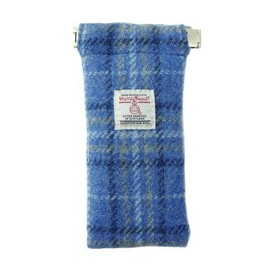 Authentic Harris Tweed Unisex Soft Glasses Case in Light Blue Check