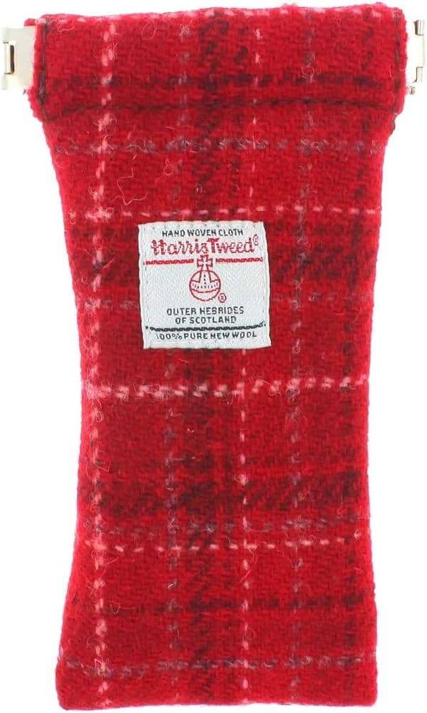 Authentic Harris Tweed Unisex Soft Glasses Case in Red Check