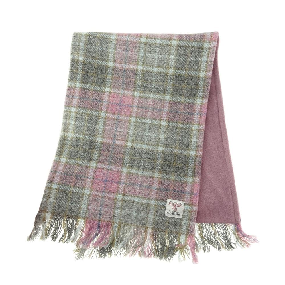 Authentic Harris Tweed Unisex Soft Pink Buchanan Tartan Tweed Scarf- Made In Scotland