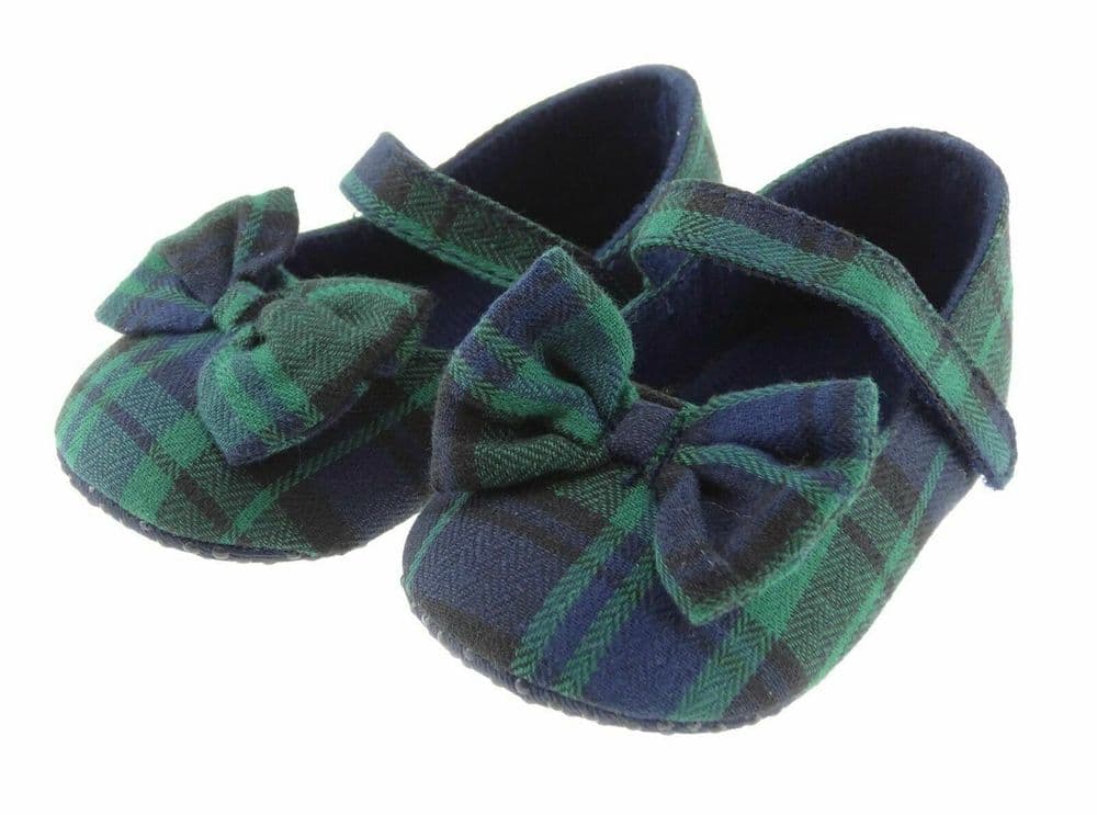 Baby Girls Black Watch Tartan Shoes