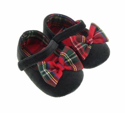 Baby Girls Royal Stewart Tartan & Black Shoes