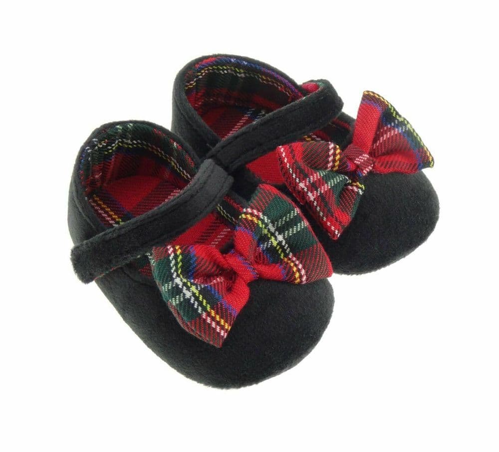 Baby Girls Royal Stewart Tartan & Black Shoes