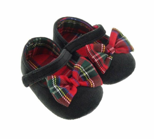 Baby Girls Royal Stewart Tartan & Black Shoes