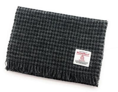 Black & Grey Houndstooth Harris Tweed Scarf