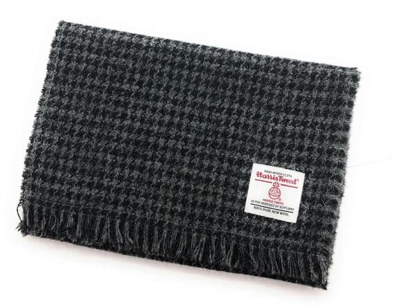 Black & Grey Houndstooth Harris Tweed Scarf | Highland Tweed