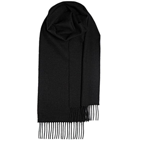Black Pure Lambswool Unisex Scarf | Made in Scotland