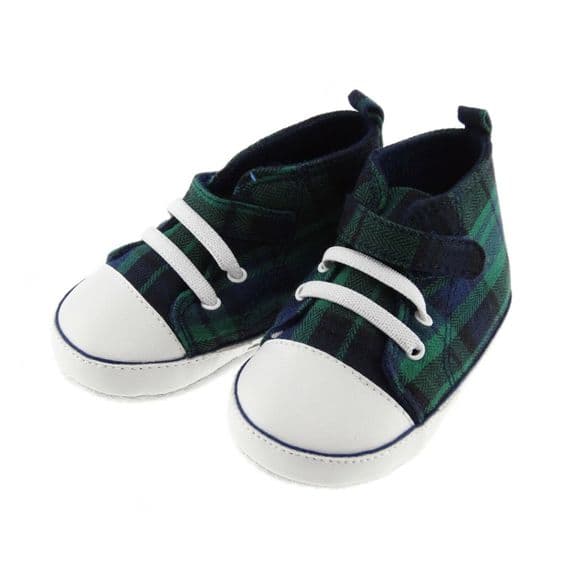 Black Watch Tartan Baby Baseball Bootees