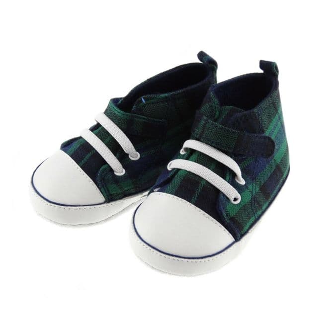Black Watch Tartan Baby Baseball Bootees