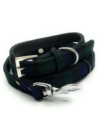 Black Watch Tartan Dog Collar And Lead Set