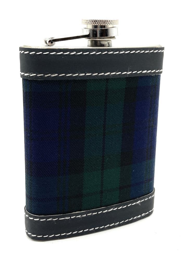 Black Watch Tartan Stainless Steel 8oz Hip Flask